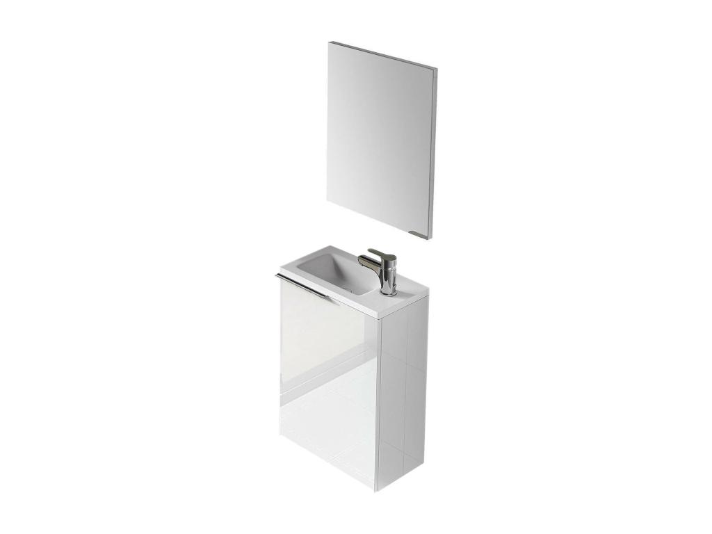 Mueble bajo lavabo Peoria, Mueble de baño suspendido, armario de 1 puerta con espejo y lavabo, 40x22h58 cm, Laocacasas brillo