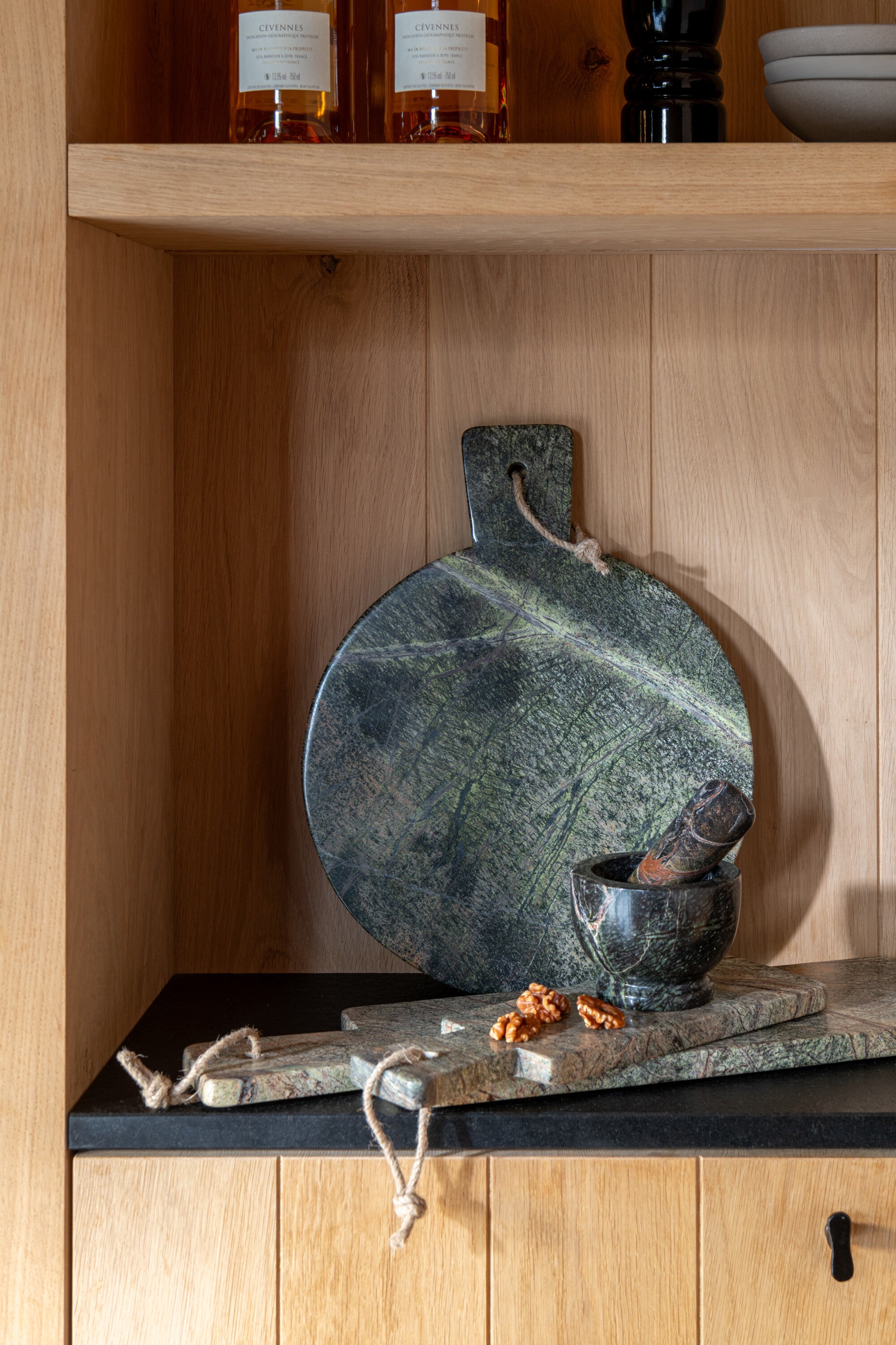 J-Line kaasplank Rond Marmer - steen - groen