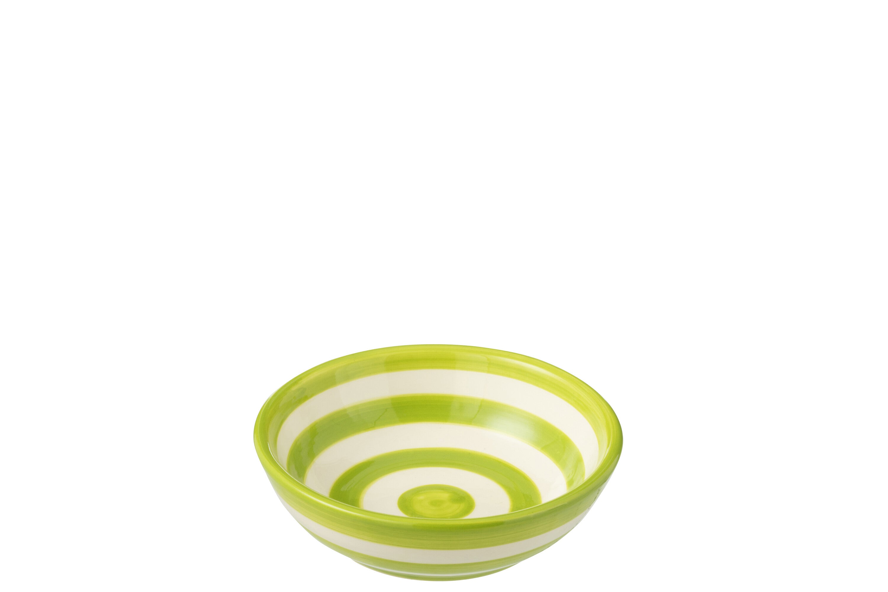 J-Line kom Granada Stripes Low - keramiek - wit groen - smal