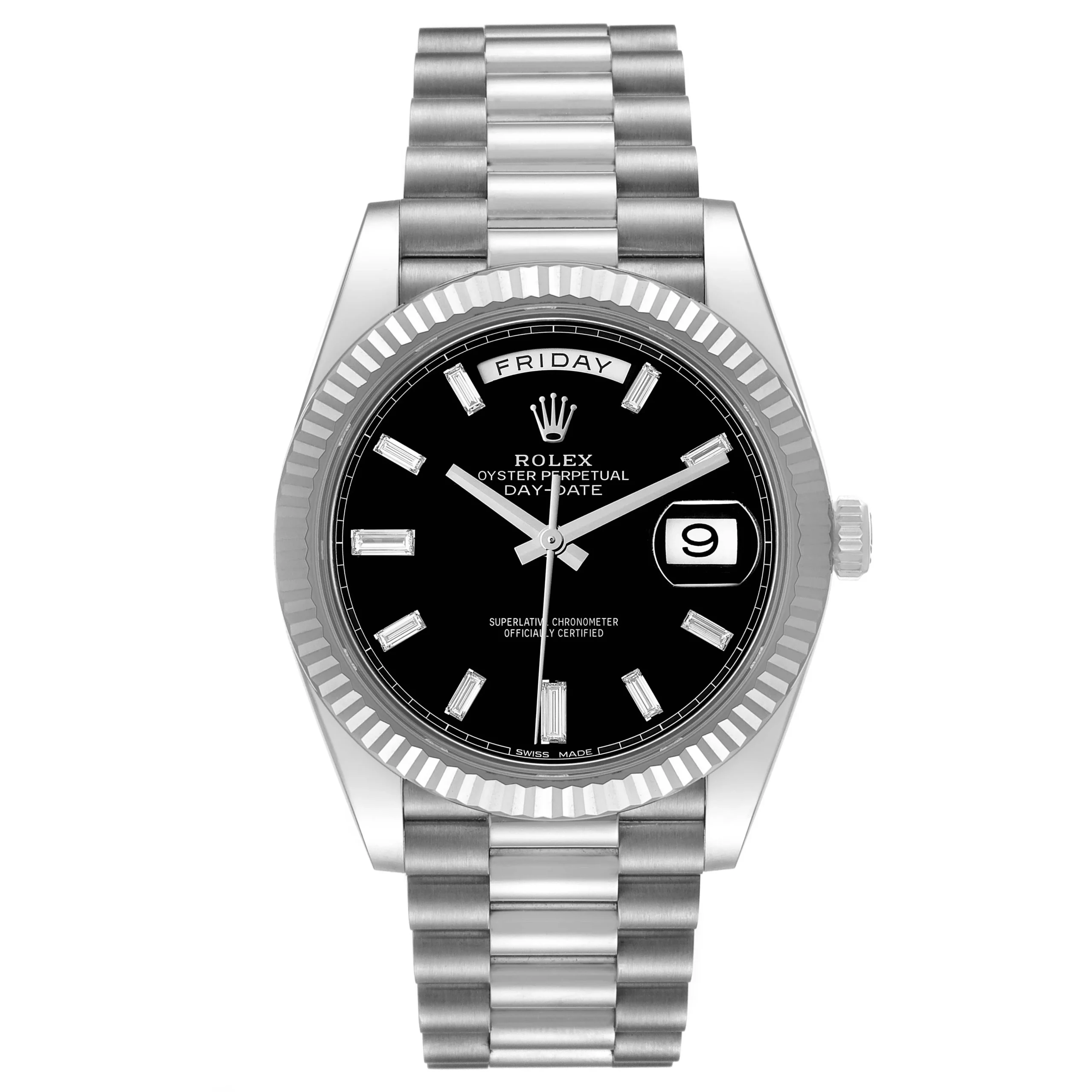 Superclone Rolex Day-Date 40mm Black Baguette Dial 228239