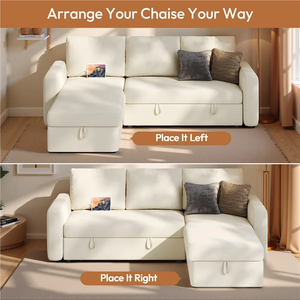 Alden Design Reversible Sectional Sofa with USB & Type-C Ports for Livingroom, Light Gray - Image 34