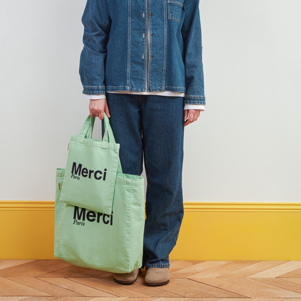 Merci - Tote Bag en coton - Mint & Bleu