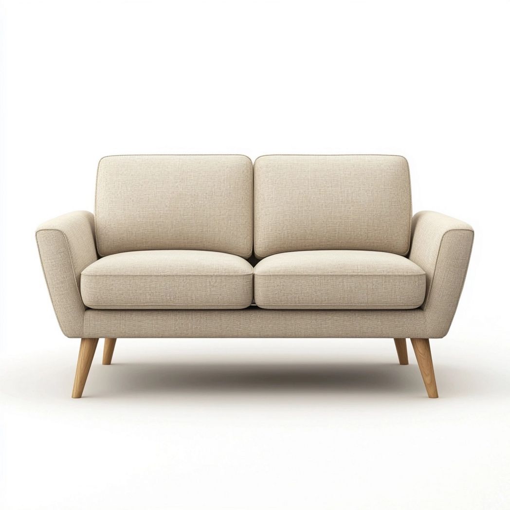 Sofá Moderno de Tela para Sala de Estar Beige 2 Plazas
