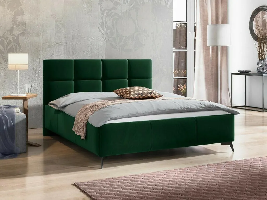 Cama Cosinor 101, doble, verde, 180x200, tapiz, somieres, 189x216x106cm ens1715701
