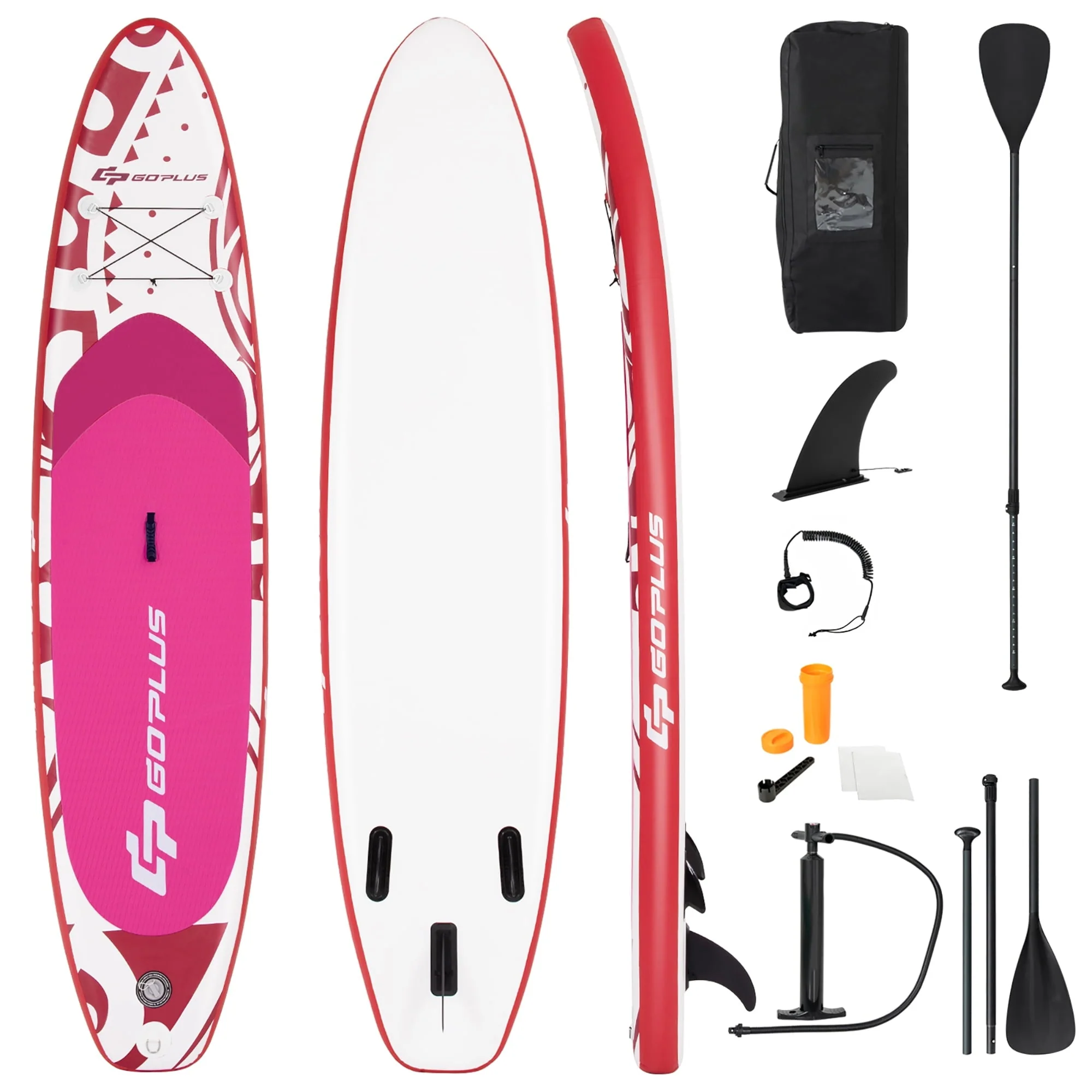Goplus 10.5-?Inflatable Stand Up Paddle Board SUP W/Carrying Bag Aluminum Paddle Pink