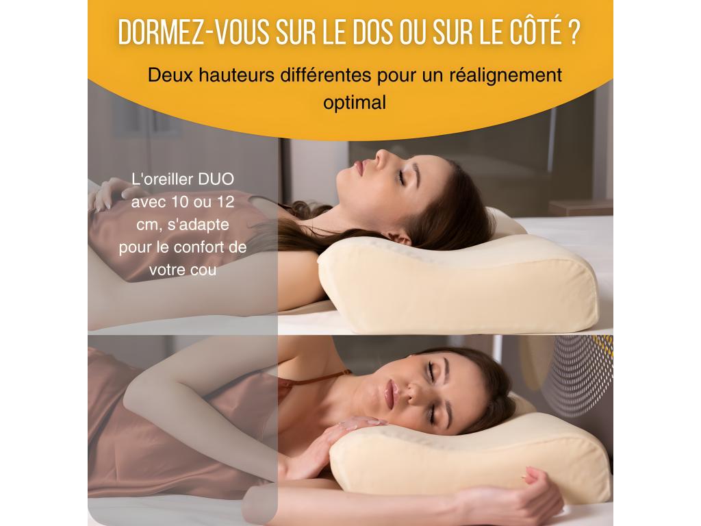 Almohada Cervical Ergonómica - Dos alturas diferentes - 60x35x12 - DUO PREMIUM