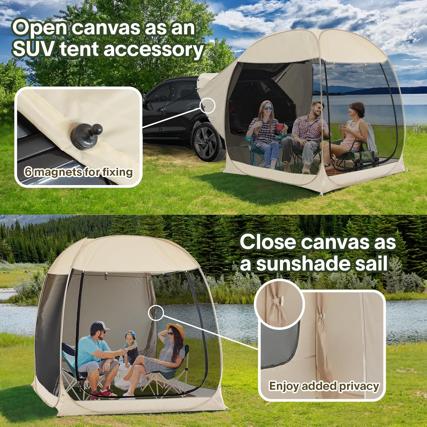 Screen gazebo sleeps 6-10-15 people Igloo-style canopy tent mosquito net on the sides Perfect