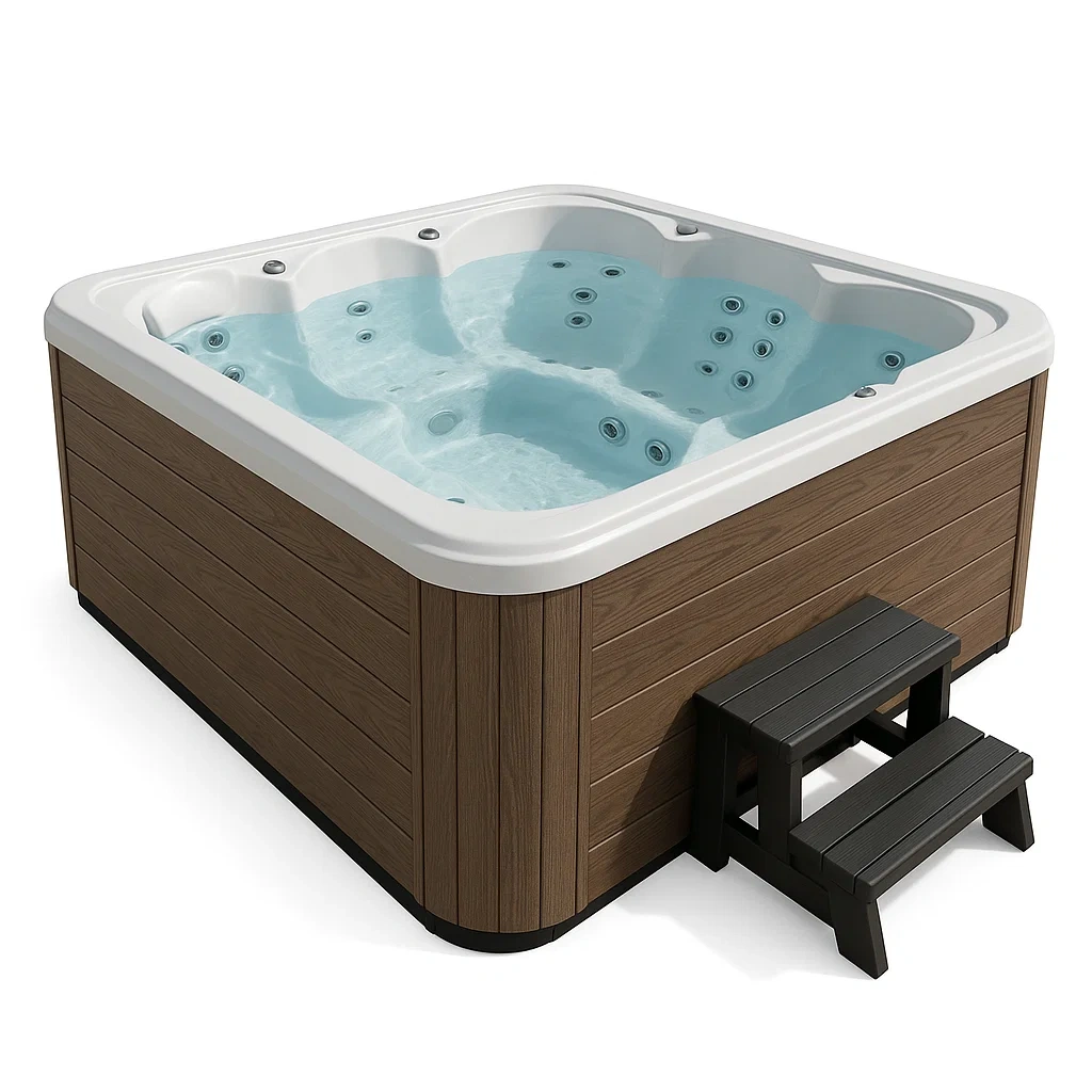 Spas rígidos 200x200x85 cm, 3 personas, cuadrado, color Madera/Blanco JMEeIui441Pr