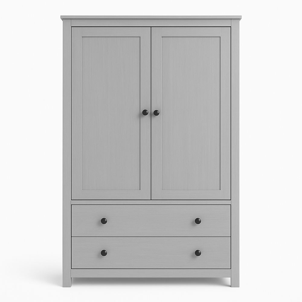 Armario Gris Claro Dormitorio Madera Puertas Doble Cajones Espacioso 180x100x50 cm