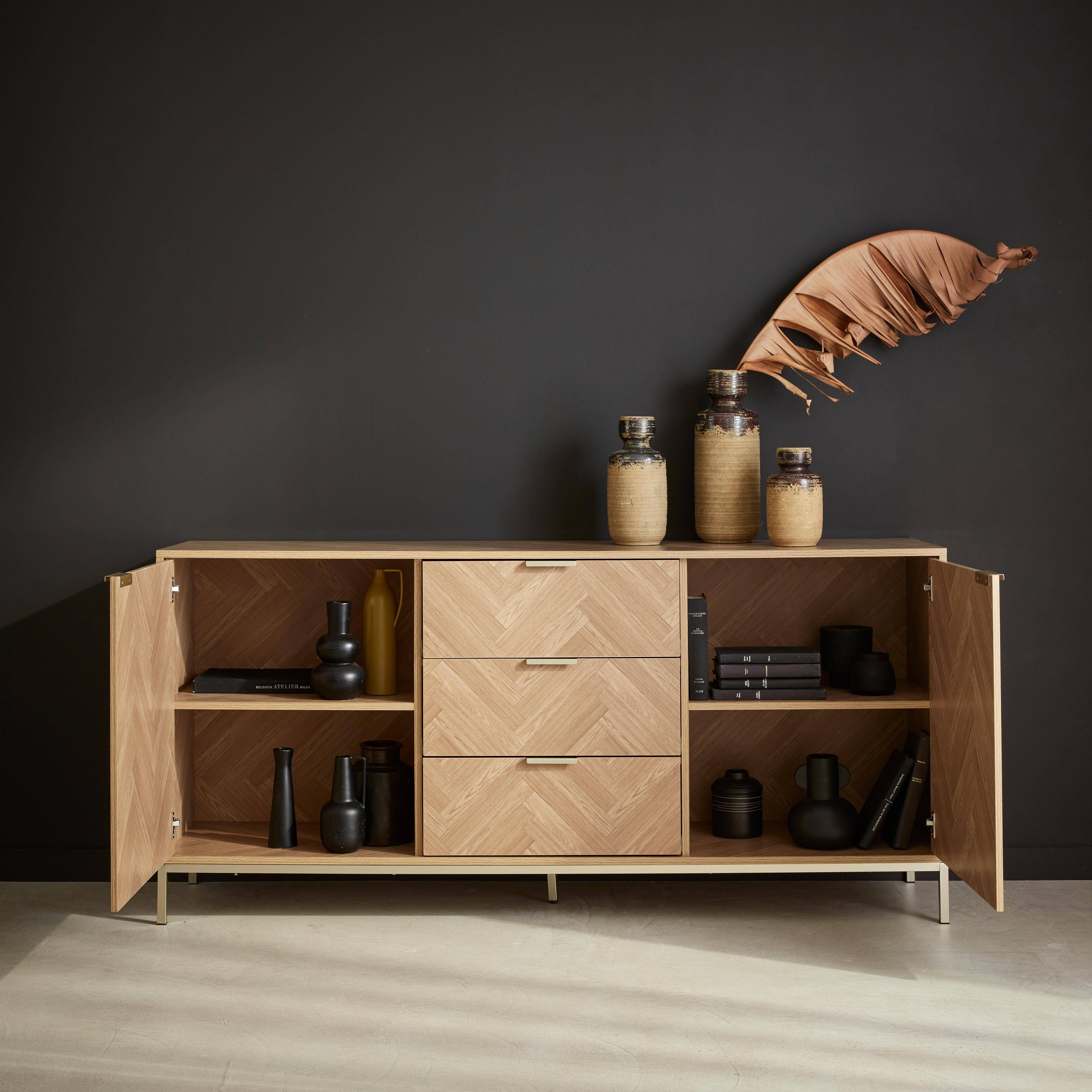 Budapest - Aparador con efecto espiga de 2 puertas, 160cm