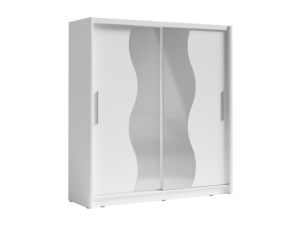 Armario 2 puertas correderas con espejo - l200 cm - blanco