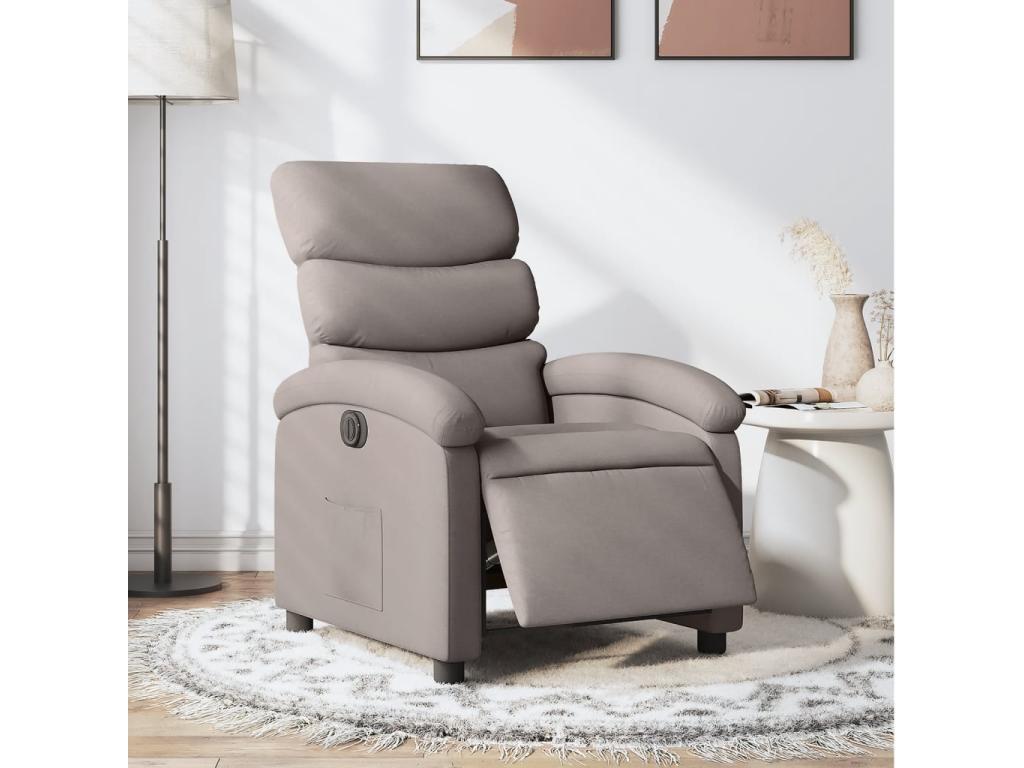 Sillón reclinable eléctrico tela gris taupé