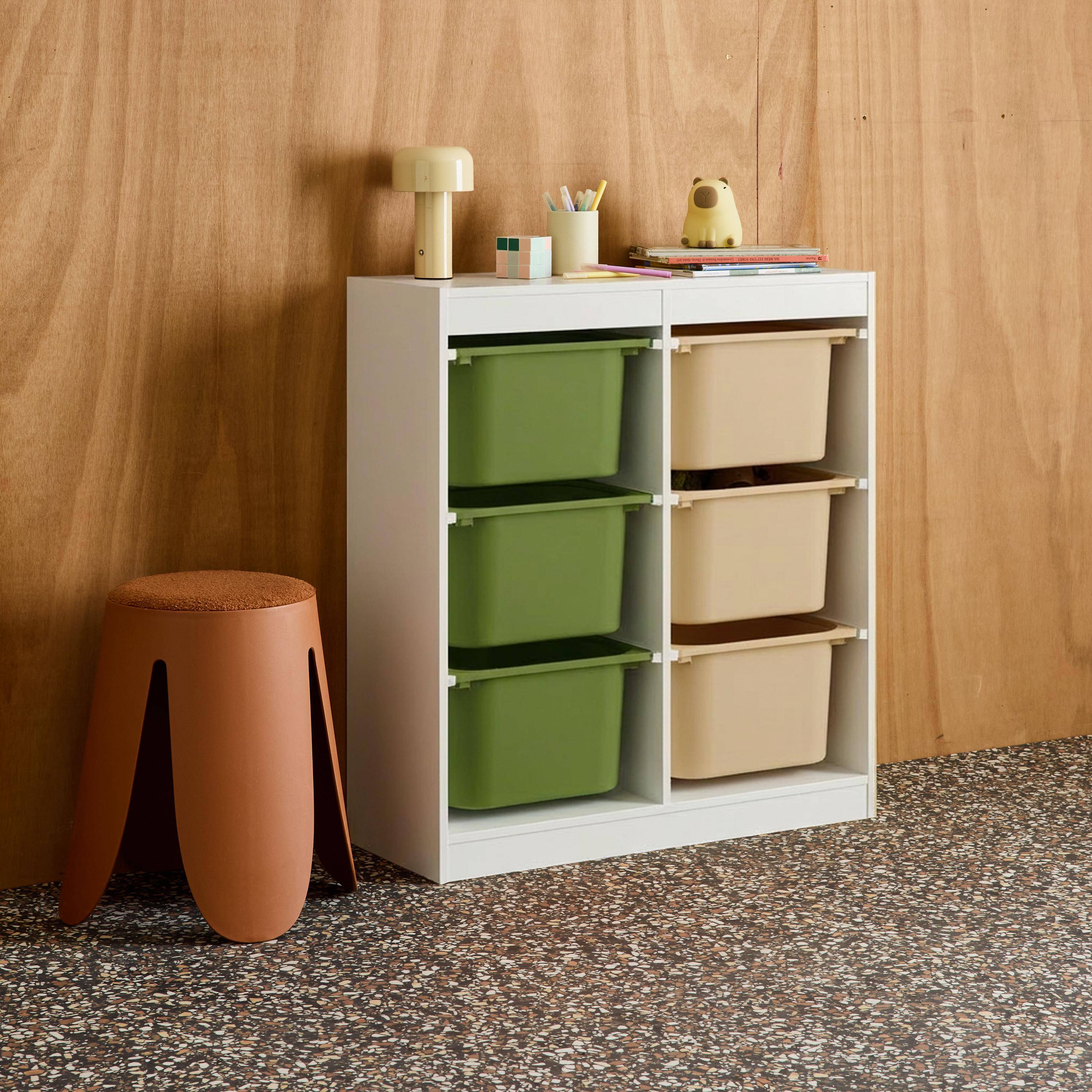 Sora - Mueble de almacenamiento infantil, 6 cajas coloridas