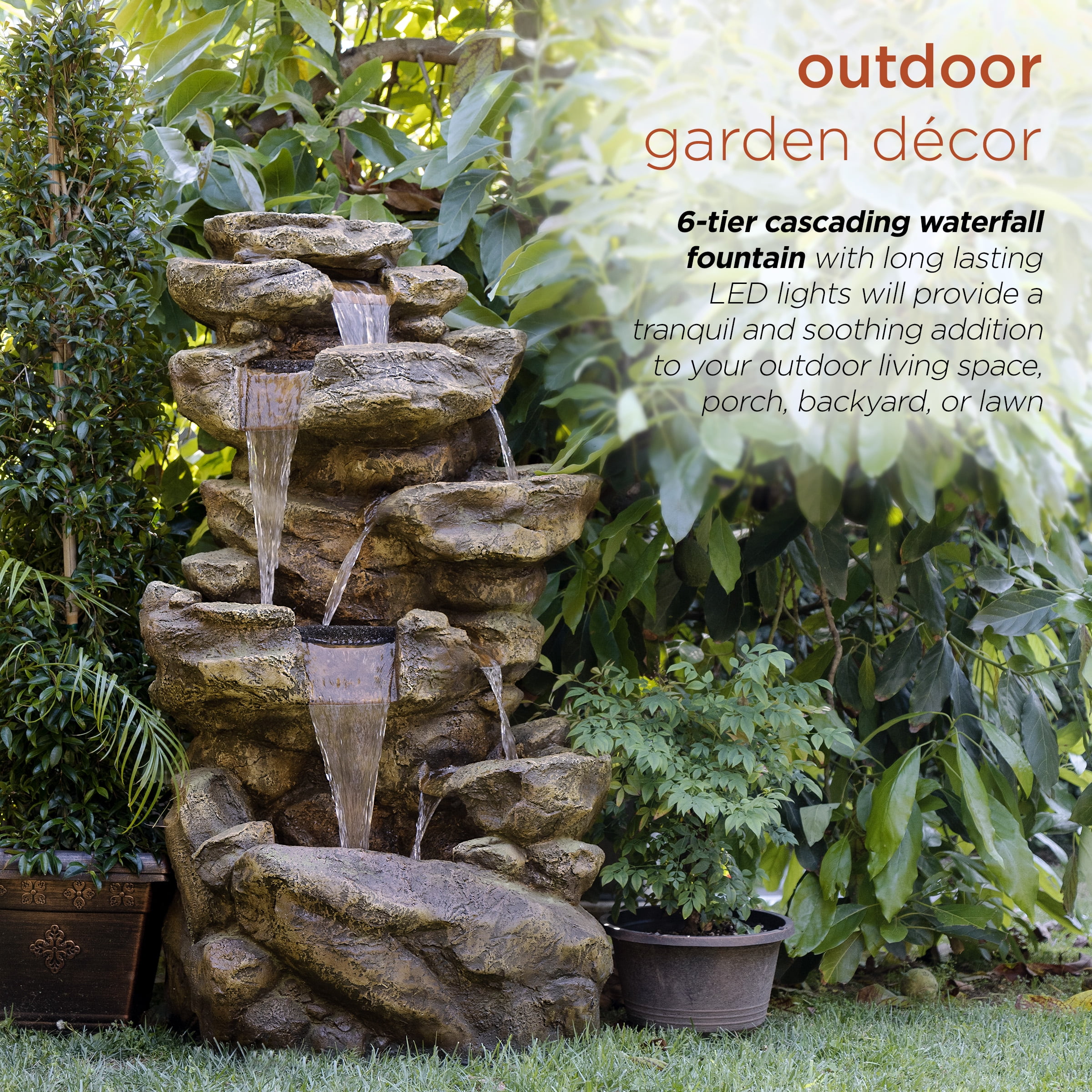 Alpine Corporation 6-Tier Amazonian Water Fountain with LED Lights - Image 8