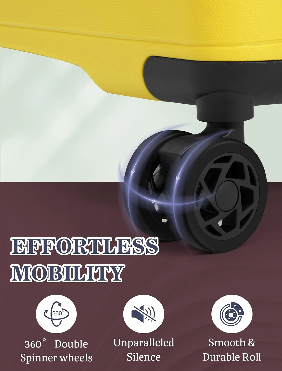 5-piece luggage set with wheels, ABS hardshell suitcase with spinner wheels