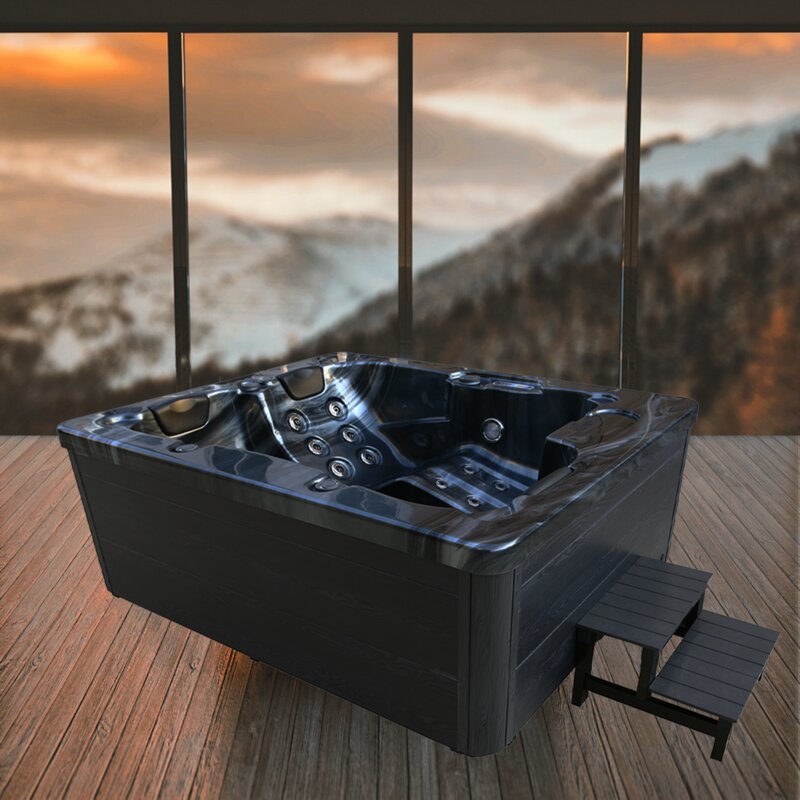WAYFAIR WSINC 3 - Person 27 - Jet Acrylic Rectangular Hot Tub With Ozonator In Grey Oak