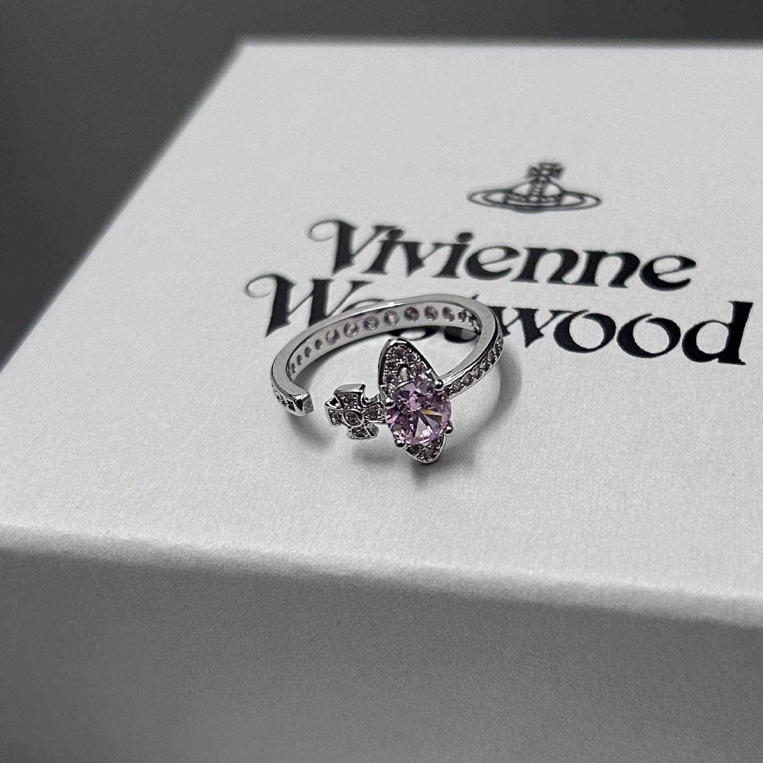 Vivienne Westwood Adjustable Pink Purple Blue Daimond Ring - Original Replica Club