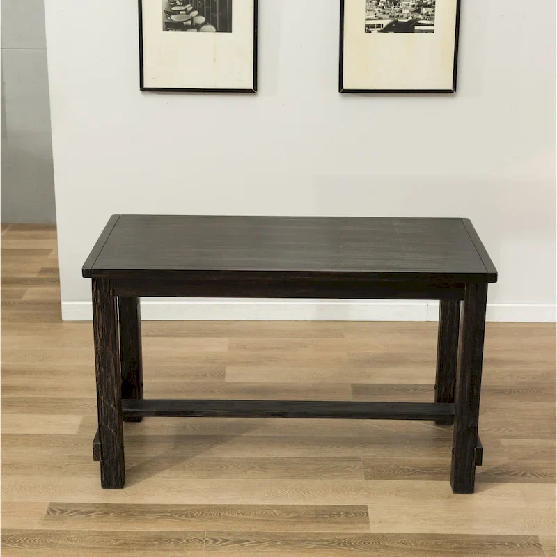 Roundhill Furniture Leviton 5-Piece Counter Height Dining Set in Antique Black Wood Finish