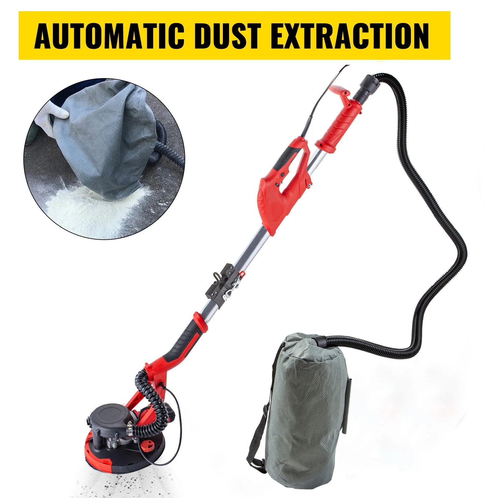 9" Drywall Sander 850W 6 Variable Speed Foldable Sander with Vacuum Bag - Image 5