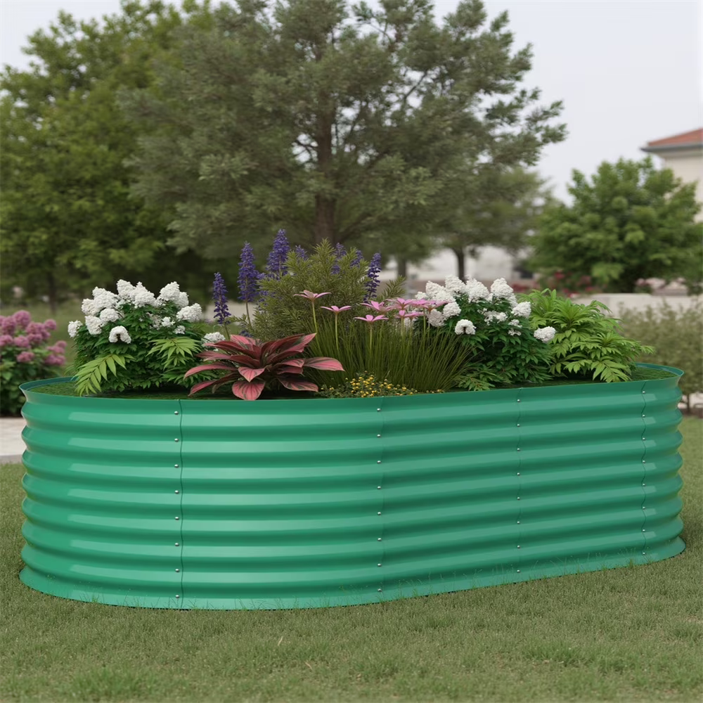 2 - Pack Galvanized Steel Raised Garden Beds Kit - Outdoor Metal Planter Boxes for Vegetables, Flowers Herbs.tool - Free Assembly, Rust - Resistant Green Coated Design(4*2*2ft-2 Pack/Beige)
