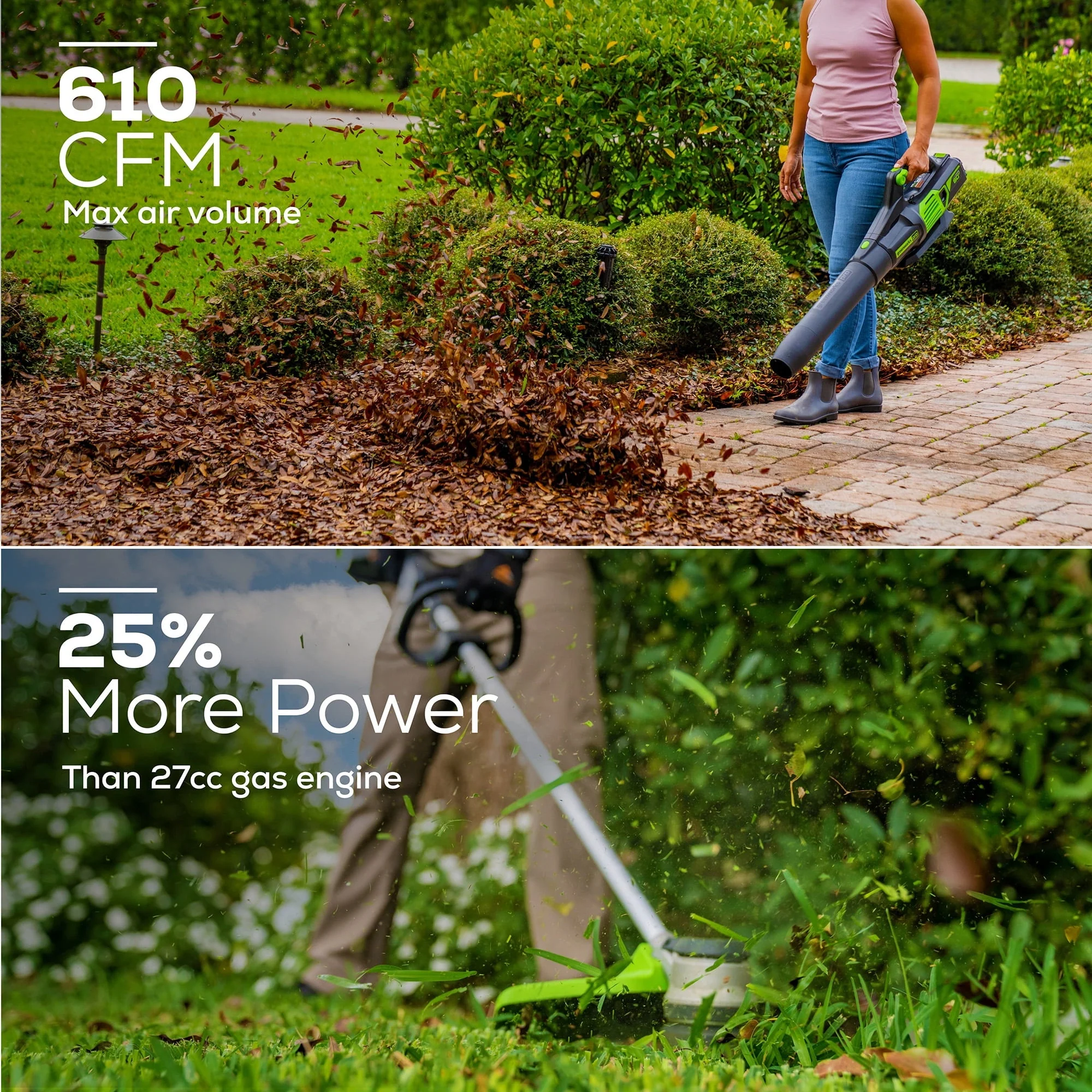 Greenworks 60V Cordless 13" String Trimmer and 125 MPH 450 CFM Leaf Blower Combo Kit, 4Ah Battery & Charger - Image 6