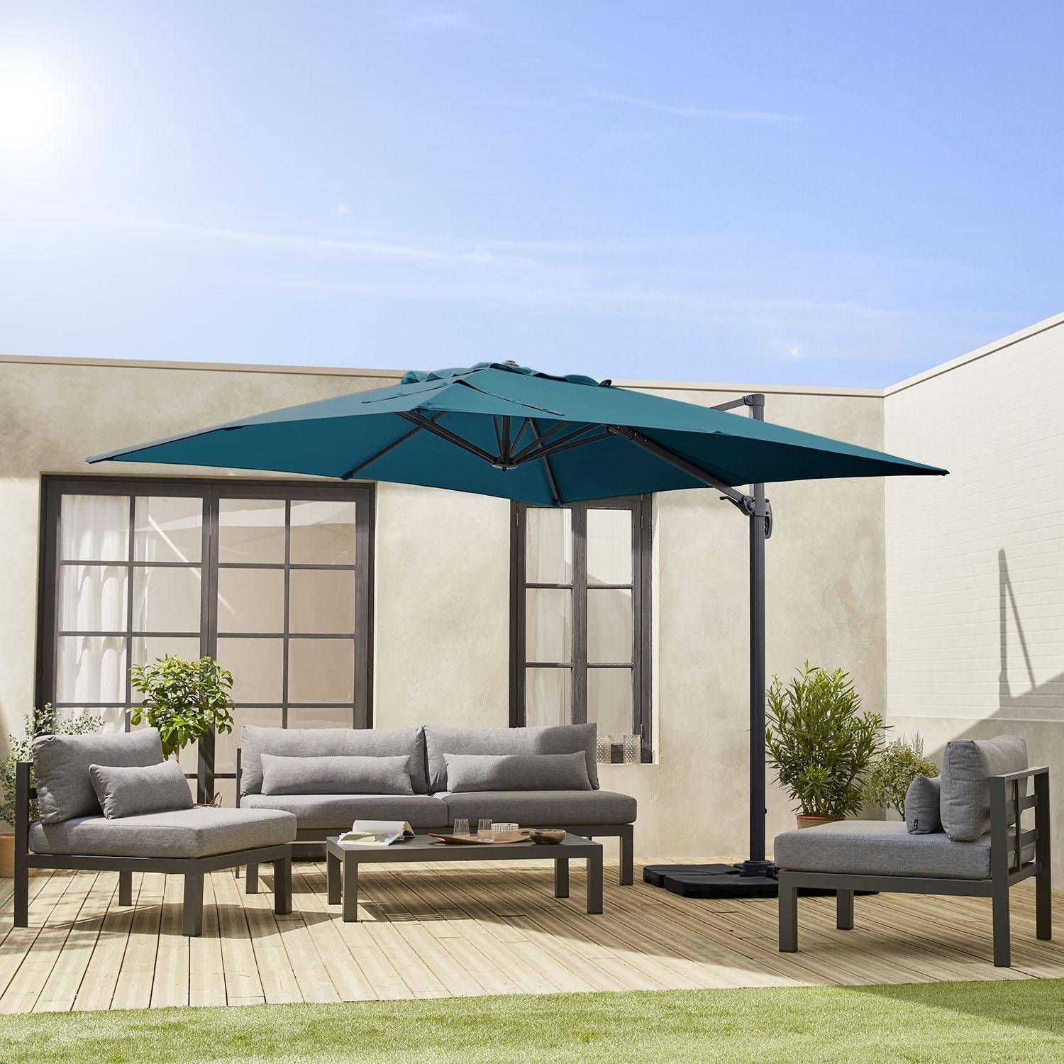 Falgos - Parasol cuadrado excéntrico, 3x3m