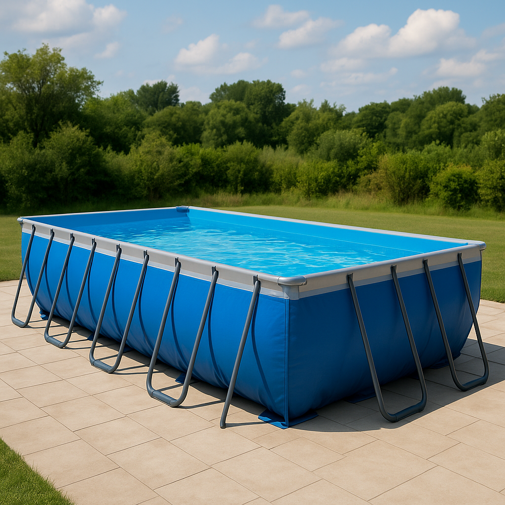 Piscina tubular rectangular Rectangular Sí Piscina Tubular PVC, Acero 732x366x132 cm Azul/Gris
