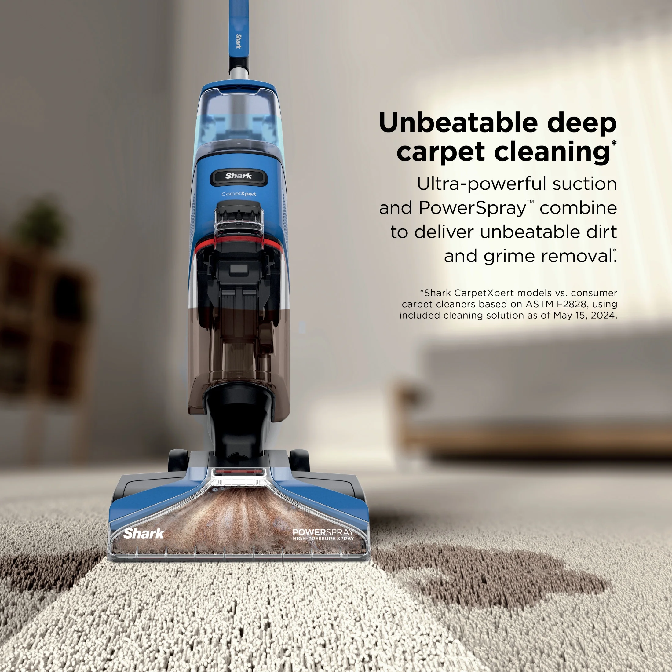 Shark? CarpetXpert? Upright Carpet & Area Rug Cleaner, Perfect for Pets, Lightweight & Powerful, Dirt, Grime, & Odor Removal, Carpet Shampooer, Cleaning Solution, Blue, EX121BRN - Image 3