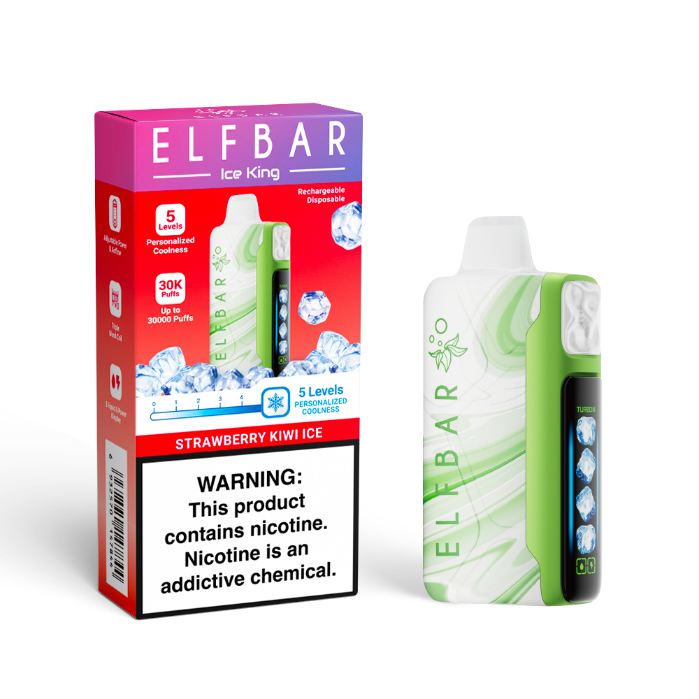 ELF BAR ICE KING 30K cigarette électronique jetable rechargeable (toutes les saveurs)