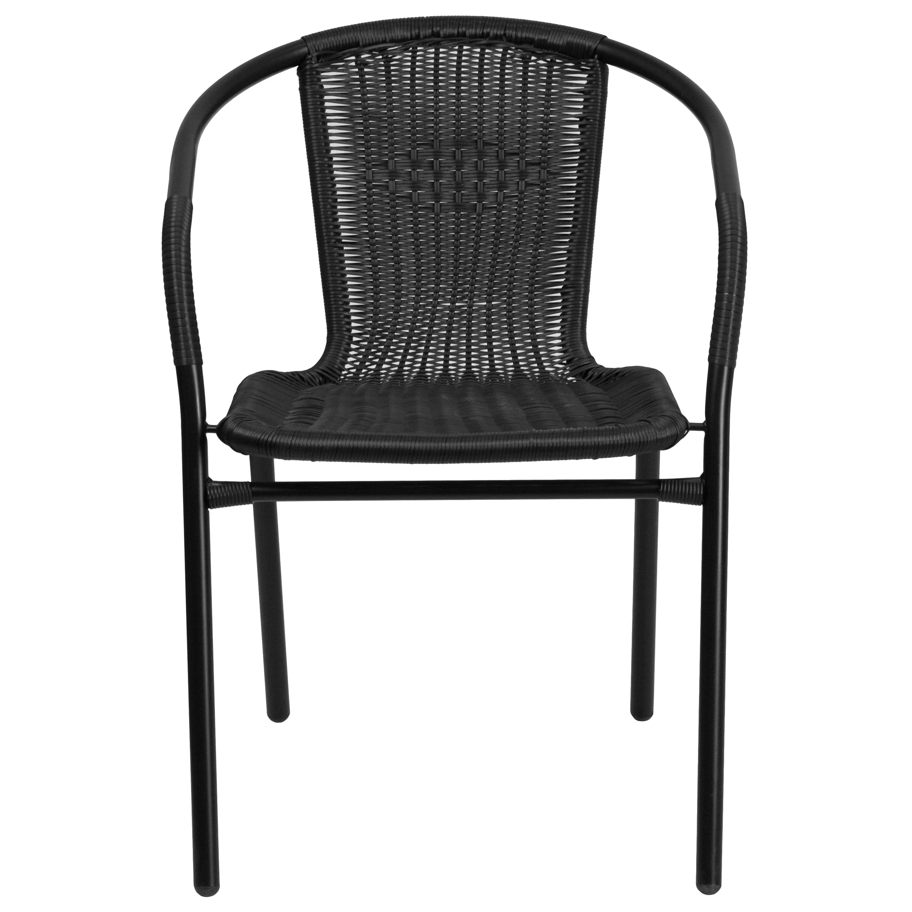 Emma + Oliver Indoor/Outdoor Stacking Rattan Restaurant Patio Chairs, Set of 2, Gray - Image 18