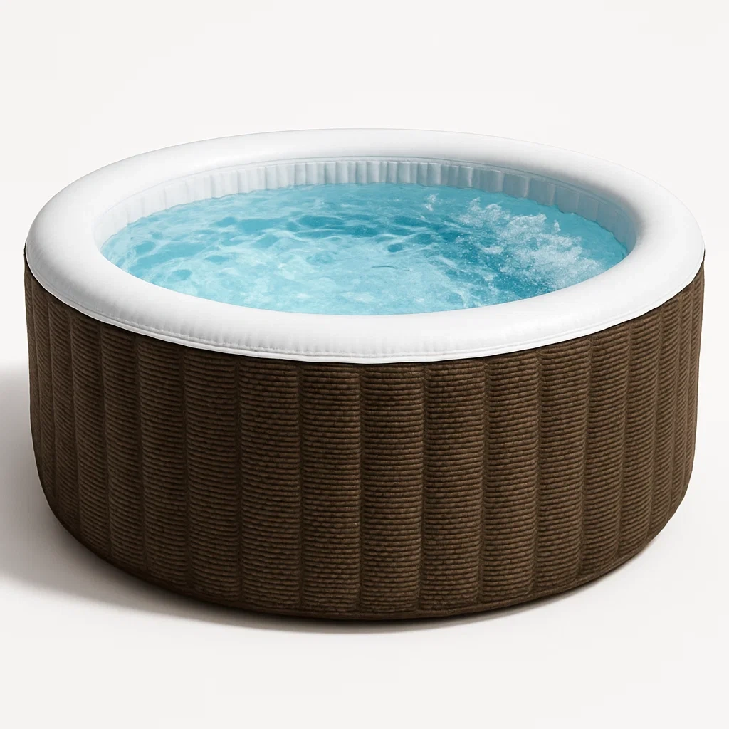 Spas hinchables 196x196x71 cm 6 plazas redondo marrón/blanco ZKFzrRd334lX