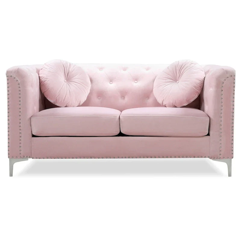 Velvet Button-Tufted Pompano Loveseat