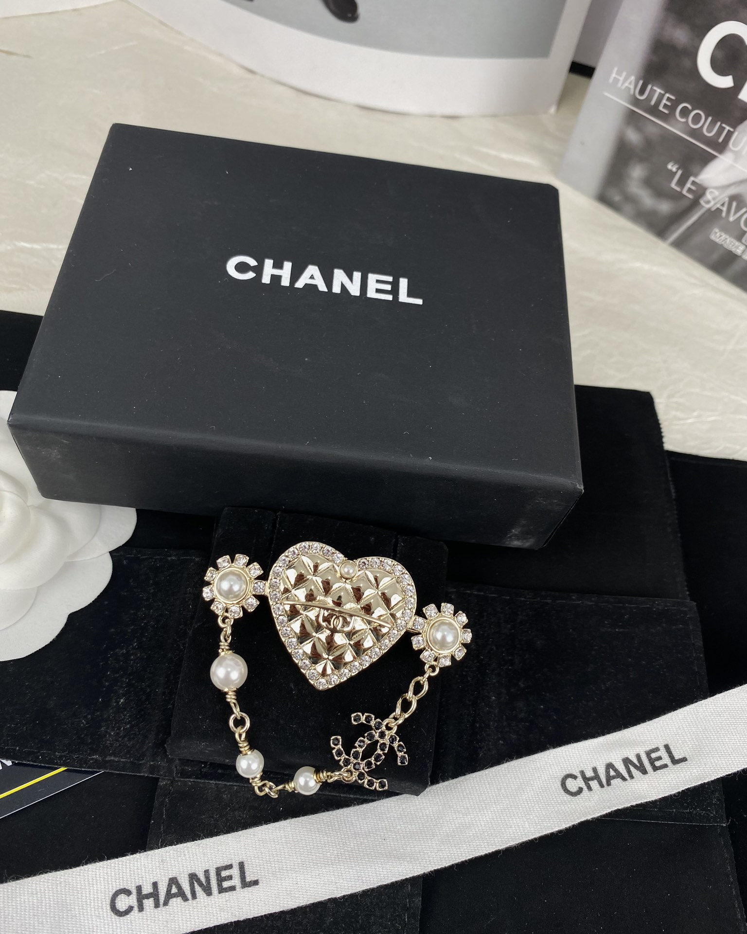 Chanel Heart with Chain Brooch Pin - Original Replica Club
