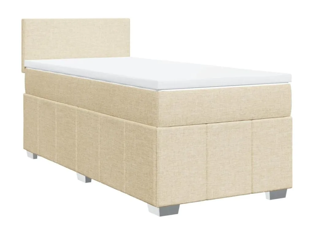 Cama box spring con colchón tela color crema 90x200 cm xij3518982