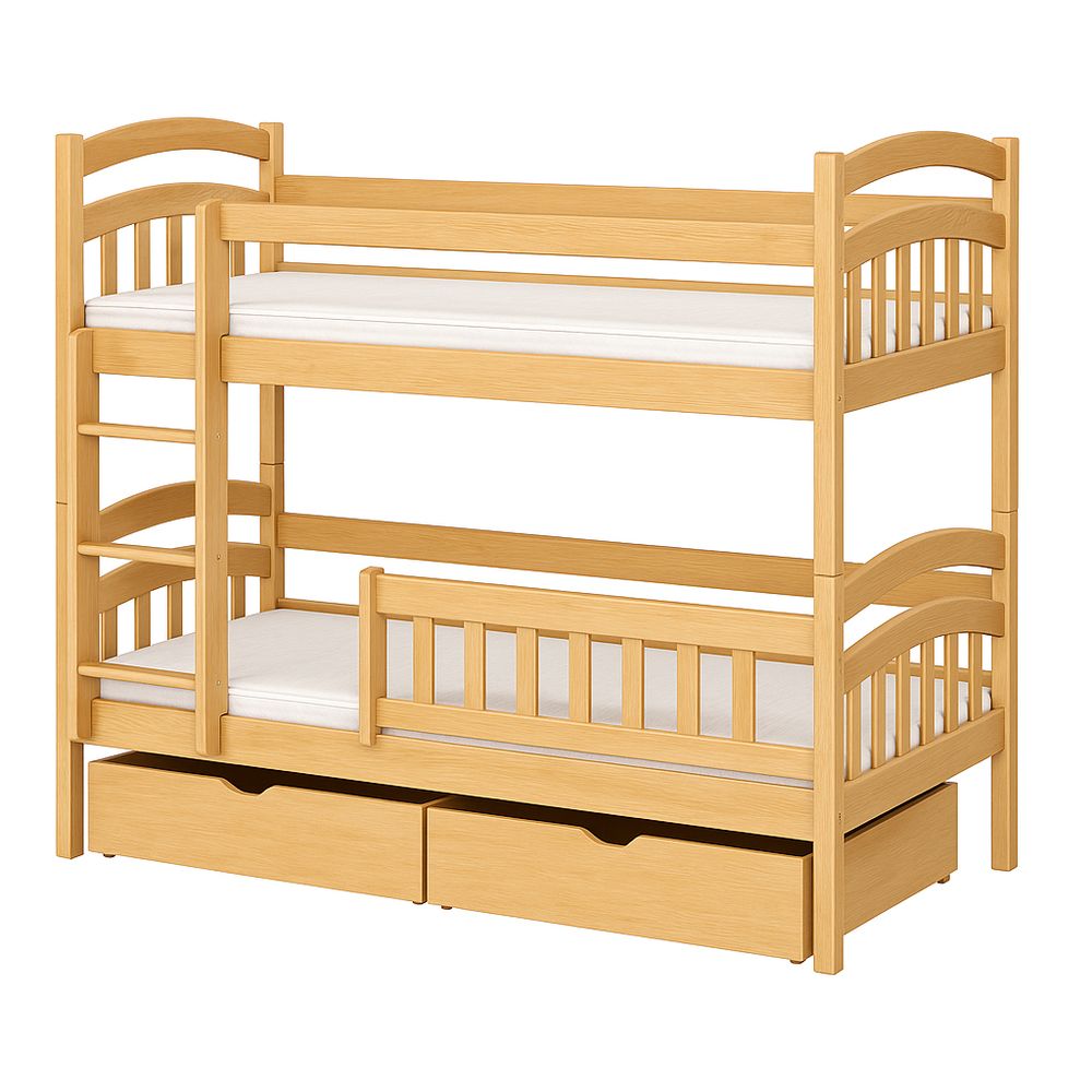 Cama literas de madera para niños, con cajones de almacenamiento, estilo contemporáneo, para habitación infantil, color natural