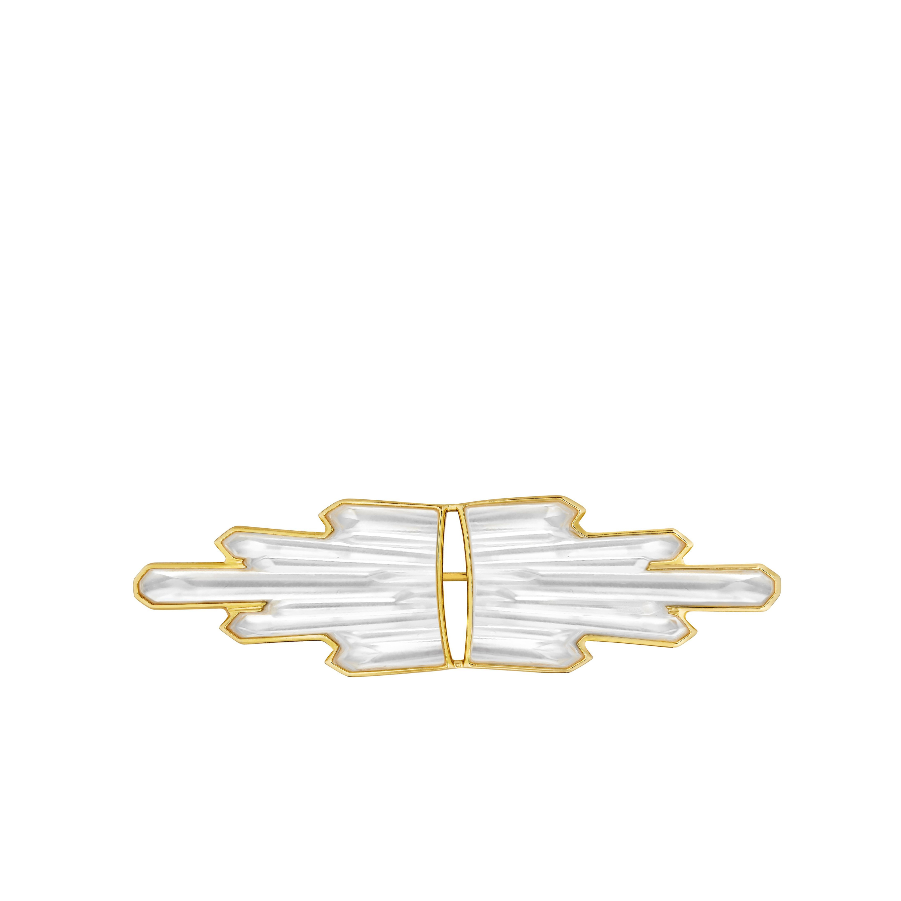 BROCHE TERRAMINERAL - CRISTAL INCOLORE, PLAQUÉ OR JAUNE 18 CARATS