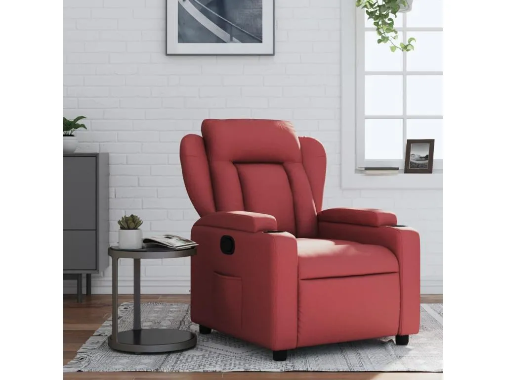 Sillón reclinable de cuero sintético rojo tinto