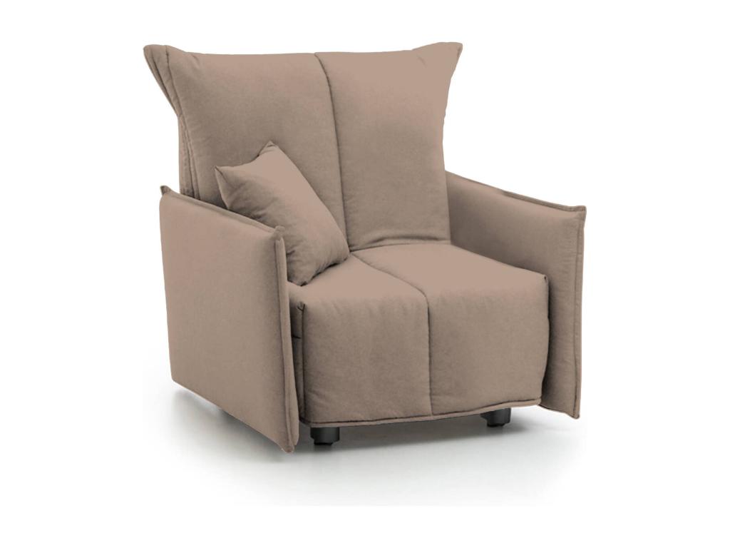 Sofa cama Confortzx - Sofá individual - 100 por ciento Made in Italy - Sillón de salón con apertura trolley - en tela acolchada - con reposabrazos estándar - Cm 110x90h85 - Tórtola