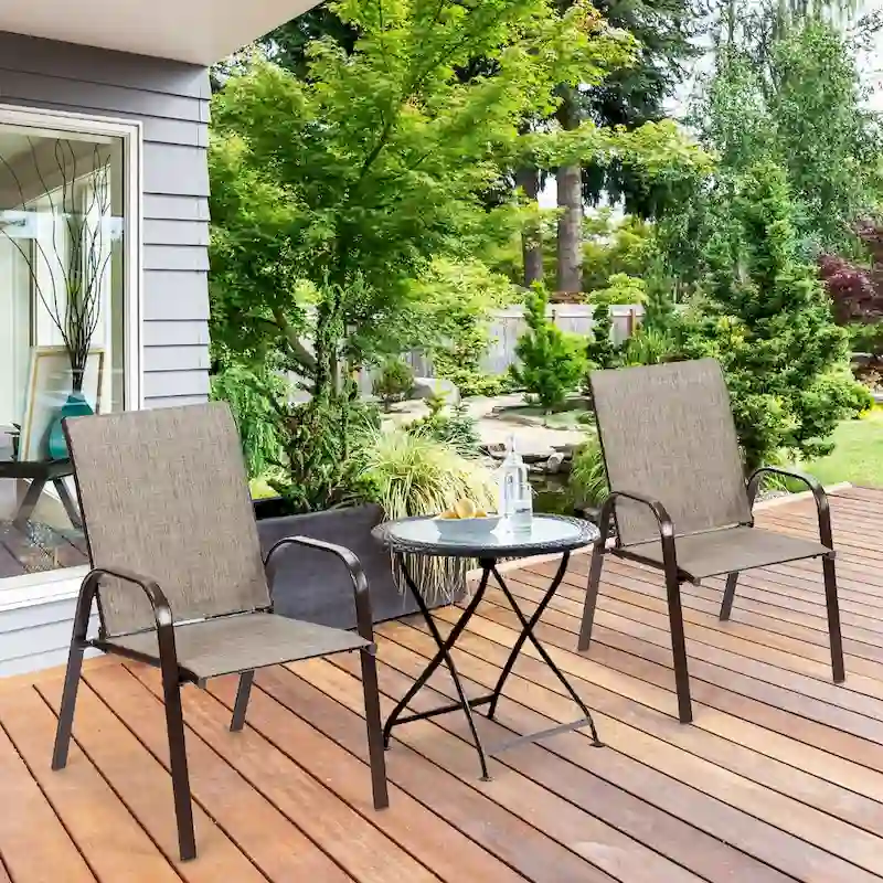 Costway Set of 4 Patio Chairs with Armrests for Garden and Deck - View Details