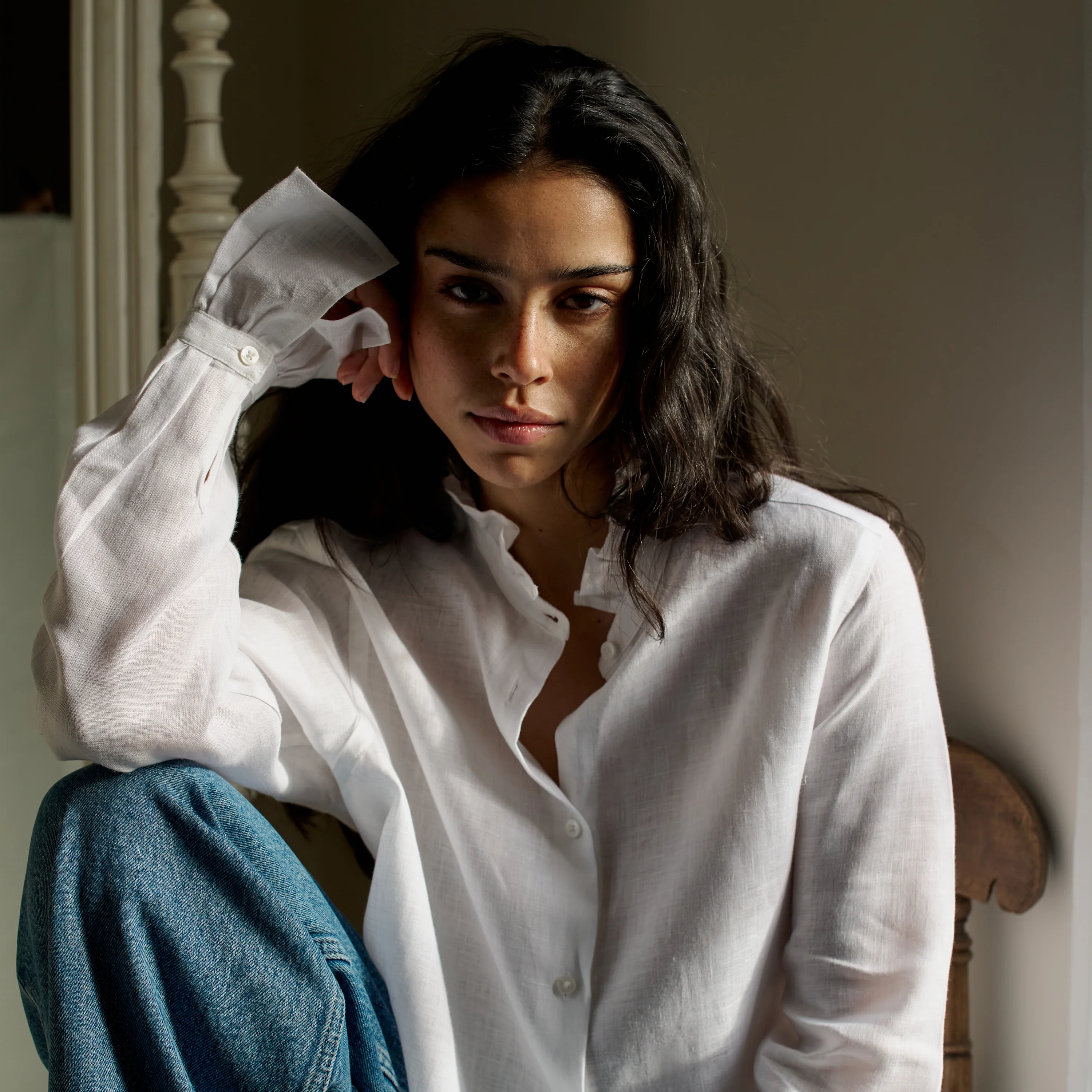 Kew Blouse: Linen, White