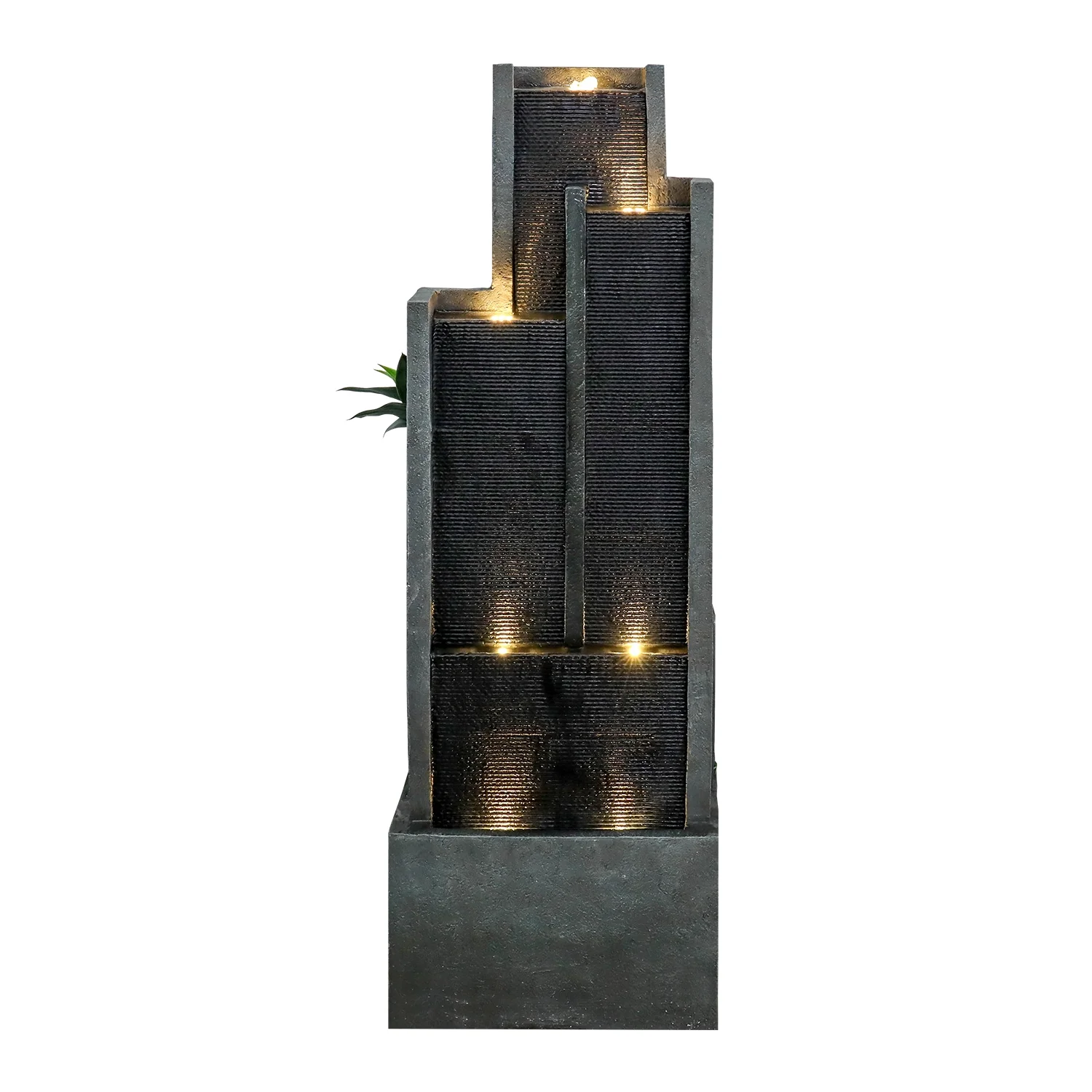 4-Tier Water Fountain with LED Lights - 50.7" H Waterfall Fountain Indoor Outdoor Water Feature for Home, Patio, Garden - Image 8