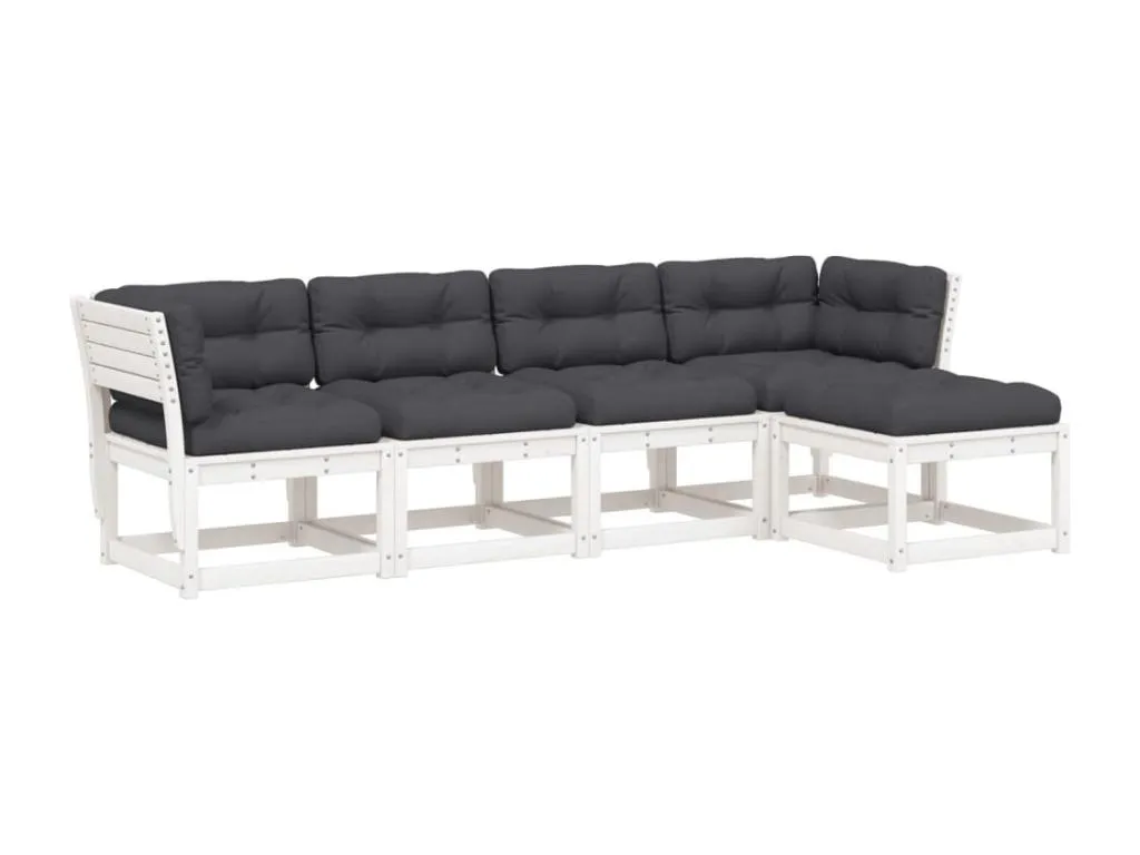 Hogarsens Set sofás jardín 5 pzas con cojines Hogarsens maciza Hogarsens blanco
