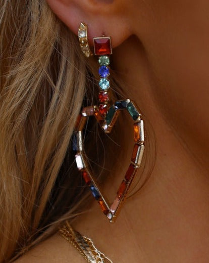 Color My Heart Gem Drop Earrings - Multi - Se7enfashion