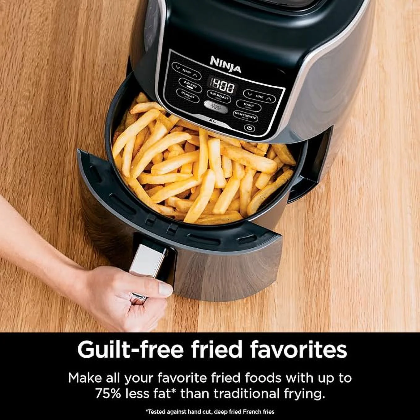 Ninja AF150AMZ Air Fryer XL, 5.5 Qt. Capacity that can Air Fry, Air Roast, Bake, Reheat & Dehydrate, with Dishwasher Safe, Nonstick Basket & Crisper Plate and a Chef-Inspired Recipe Guide, Grey - Image 4