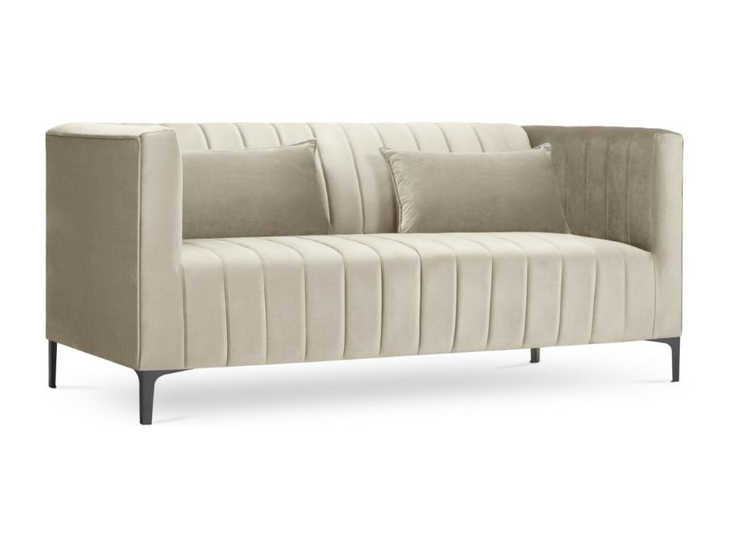 Lujodec - Sofá "Acton" 2 plazas de terciopelo beige claro - 160x85x74cm
