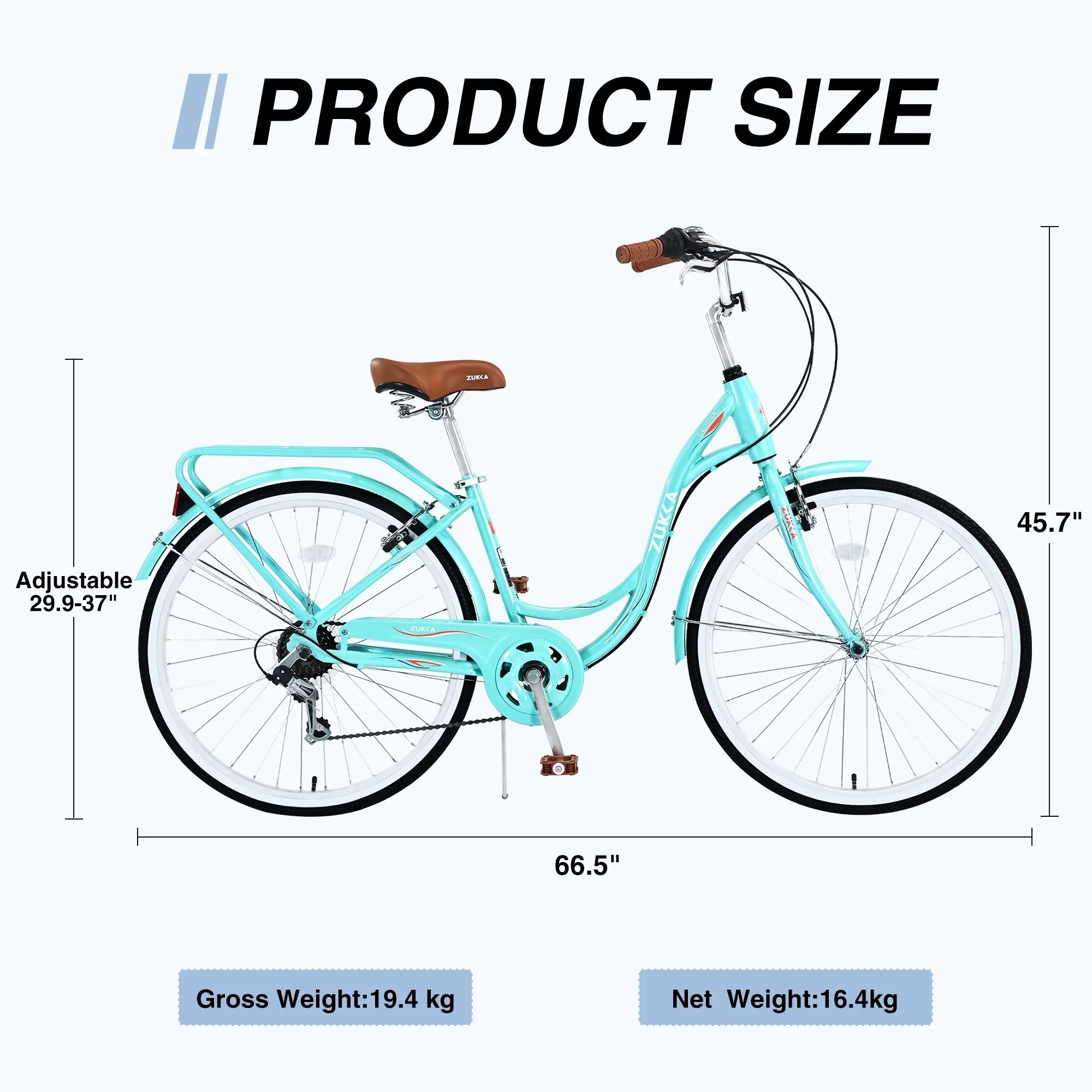 Pregoods Shop 26 Inch Women's Cruiser Bicycle, Shimano 7 Speed, Green - Image 5 Pregoods Shop 26 Inch Women's Cruiser Bicycle, Shimano 7 Speed, Green - Image 5