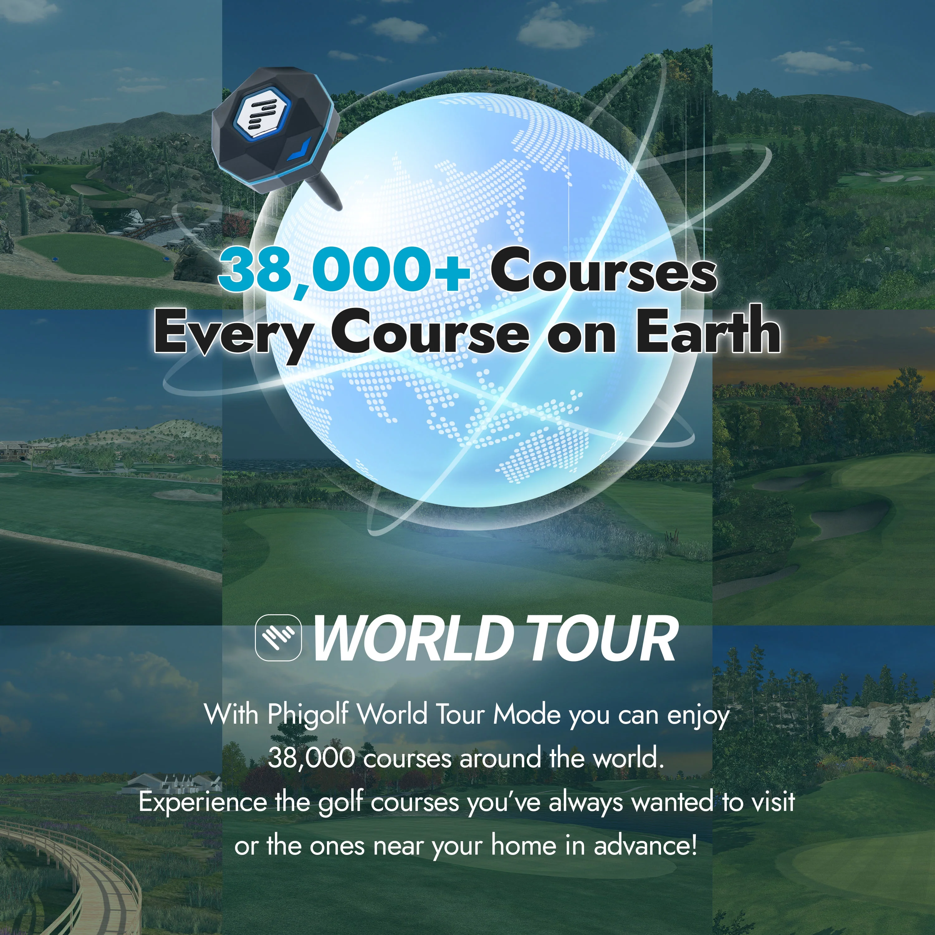 PHIGOLF Home Golf Game Simulator: Enjoy Interactive Golf with Motion Sensor & Swing Stick for Indoor & Outdoor Fun -C 38,000+ Courses Worldwide, Compatible with Android, iOS, App & E6 Connect - Image 2