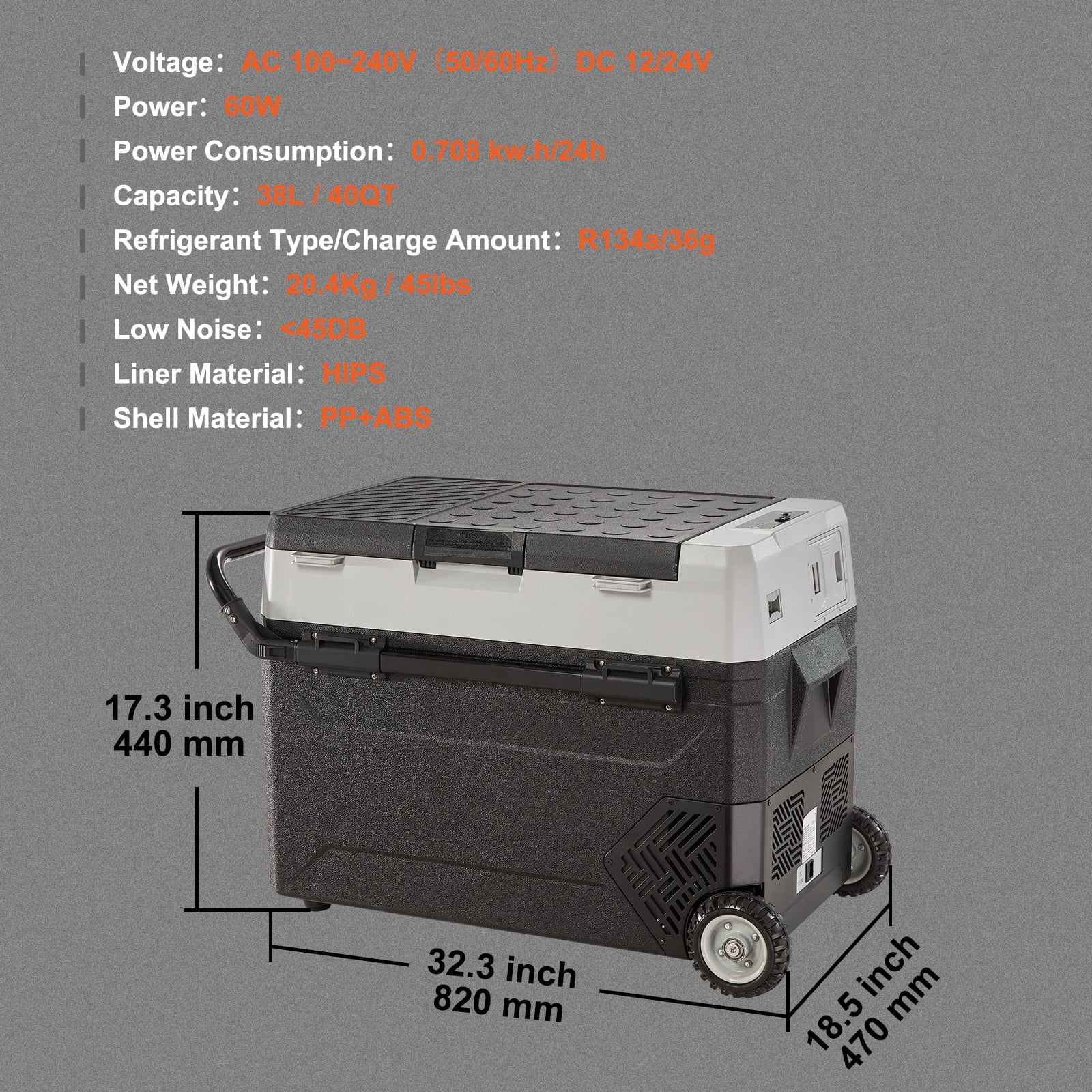 VEVOR Car Refrigerator 48Qt, Dual Zone Car Fridge Freezer12/24V DC & 110-240V AC Electric Compressor Cooler for Truck Vehicle RV - Image 20