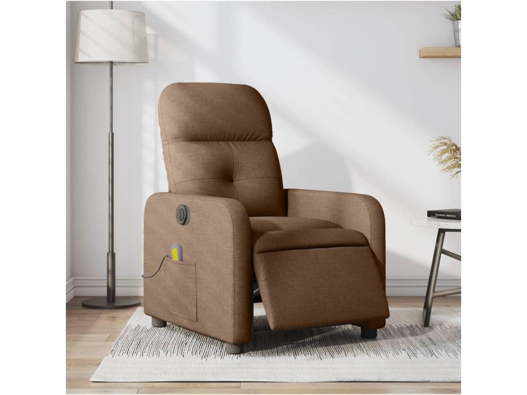 Sillón reclinable de masaje eléctrico tela marrón