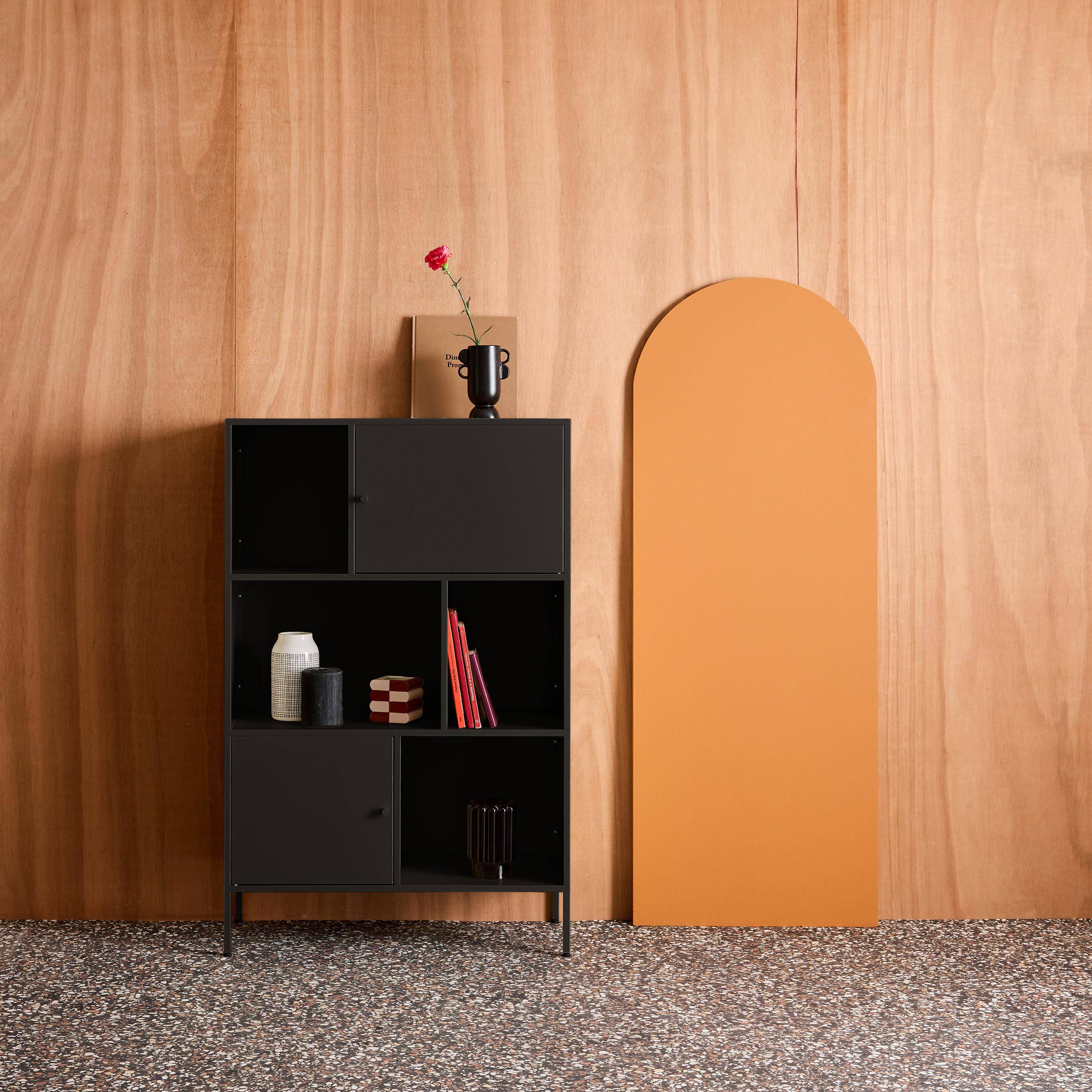 Oklahoma - Aparador, mueble de almacenamiento industrial de metal con 6 compartimentos